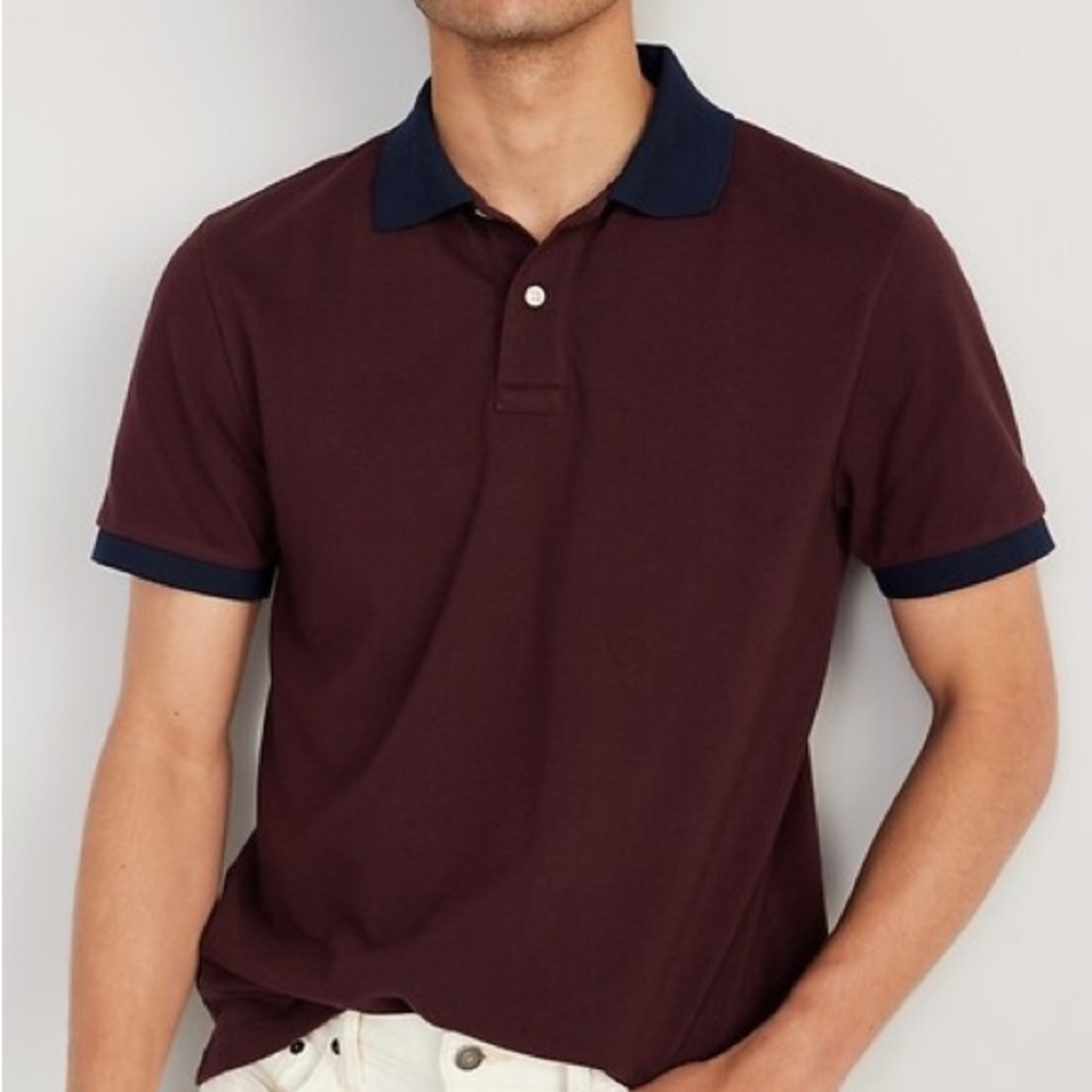 Old Navy Flex Polo Shirt Set of Two in Navy Blue & Pomegranate Berry Size XXL - Picture 3 of 10